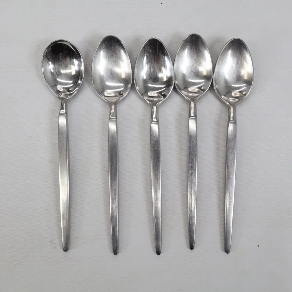 5 Stanley Roberts Astro Dessert Tea Spoons Japan Stainless Flatware Sugar Replac